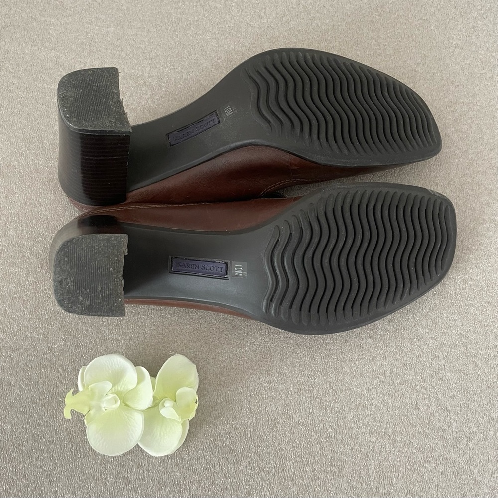 Karen Scott Brown Leather Mary Jane Mules Size 10M - Picture 3 of 3